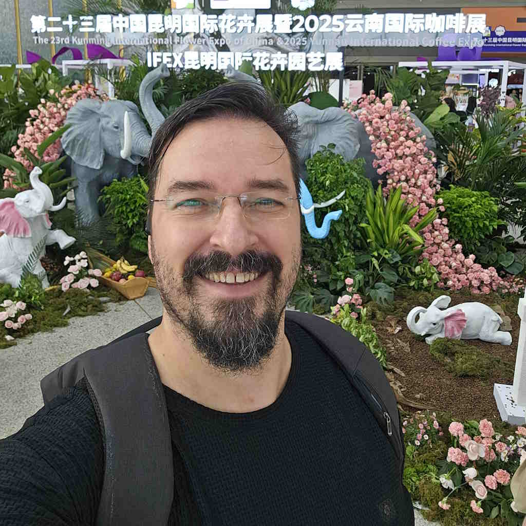Alexey Babkov, founder of CNBase, on a street in Kunming